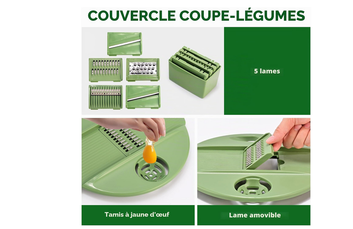 Vegetable slicer lid with 5 blades